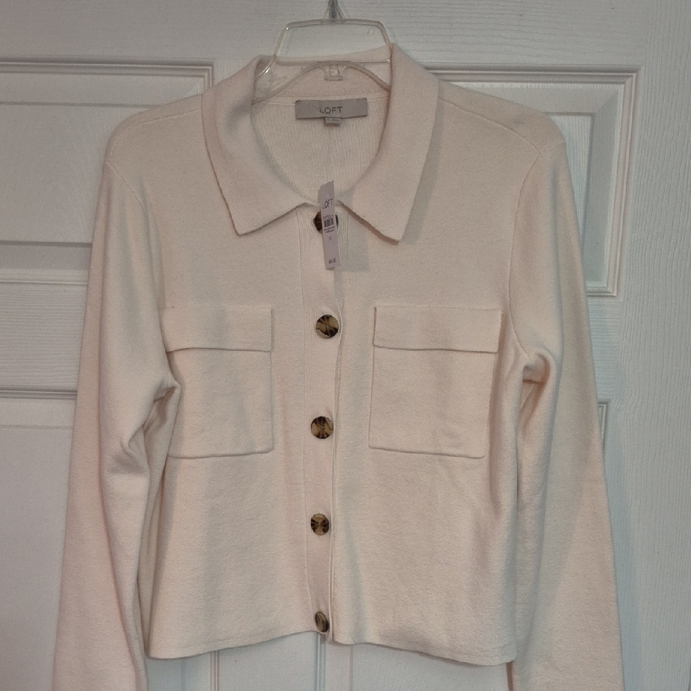 NEW LOFT Women's Off-White Button-Up Blazer